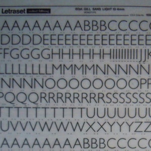 GILL SANS LIGHT (30pt/42pt/48pt) Transferencias de letras instantáneas vintage de Letraset (elige el tamaño de fuente)