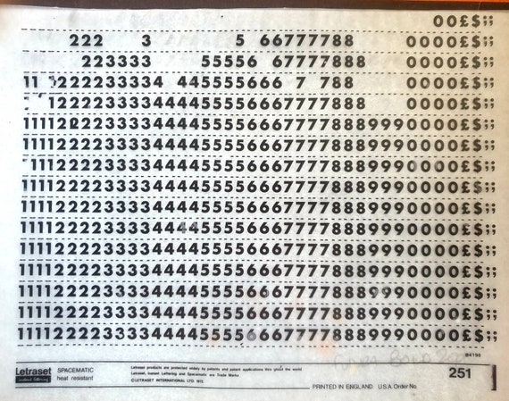 FUTURA BOLD NUMBERS (60pt/48pt/24pt/20pt) レトラセット/メカノルマ