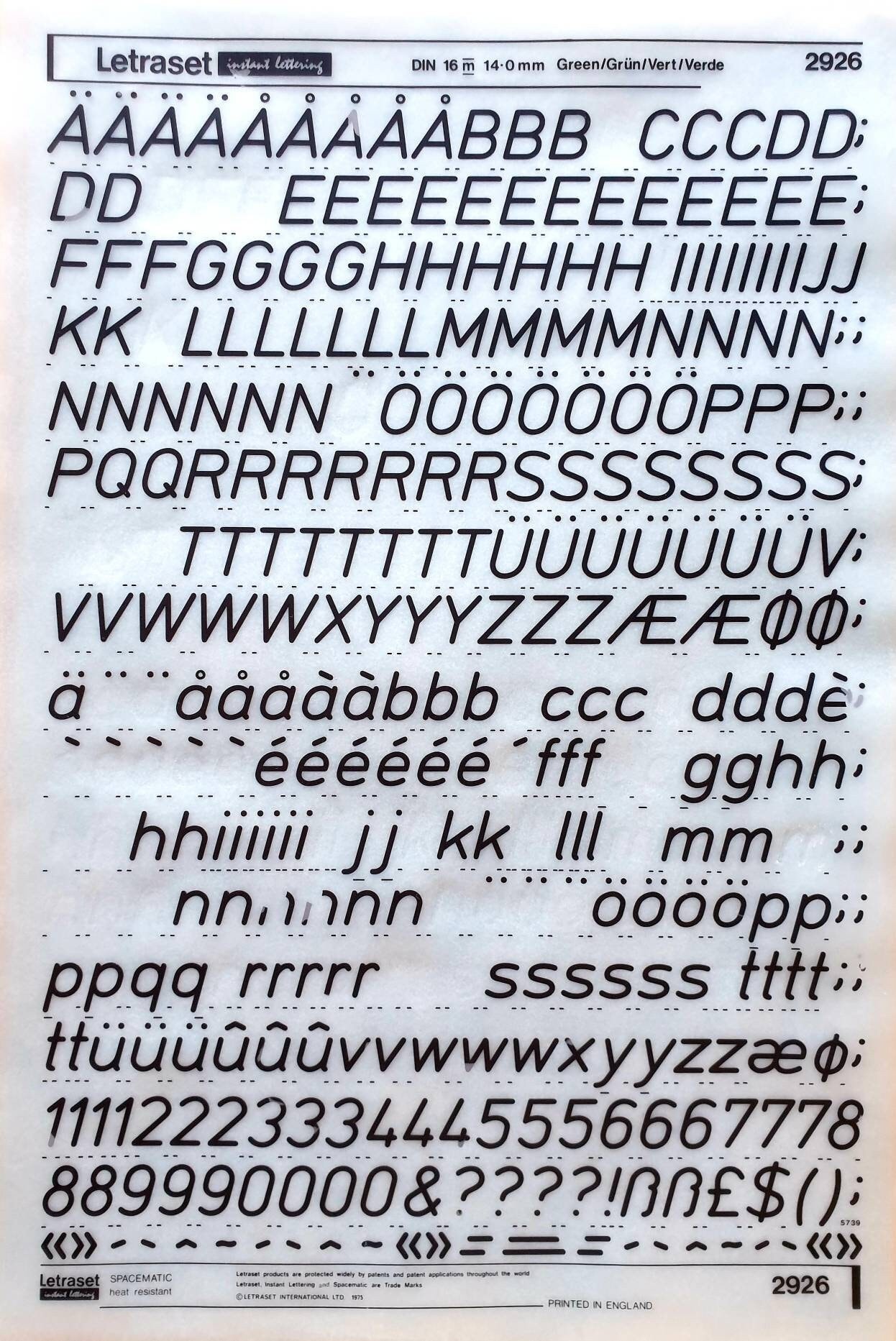 DIN 16 (10mm/14mm) Letraset Letterpress Instant Rub on Letter