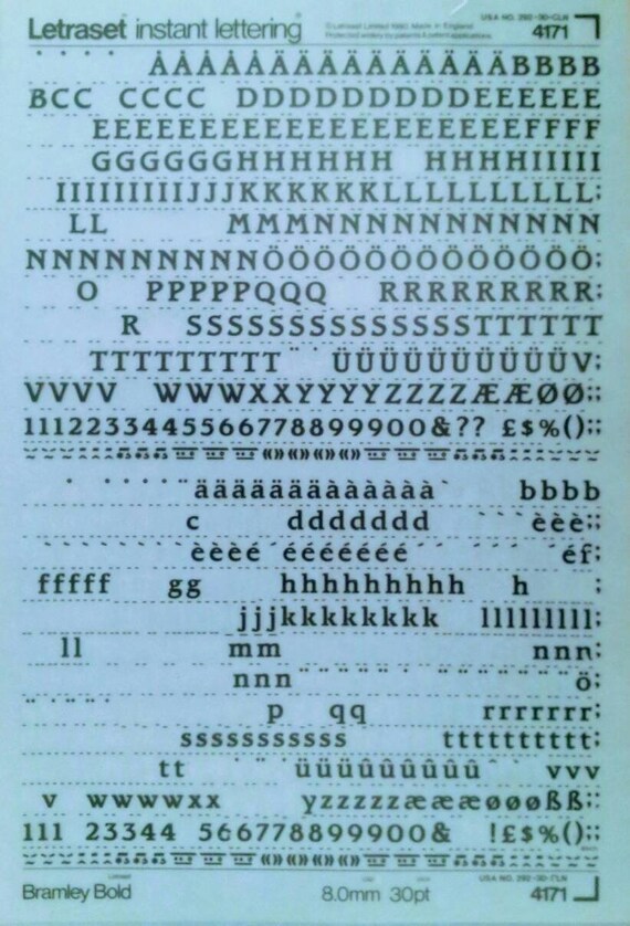 Bramley Bold Letraset Instant Rub On Letter Transfers Etsy