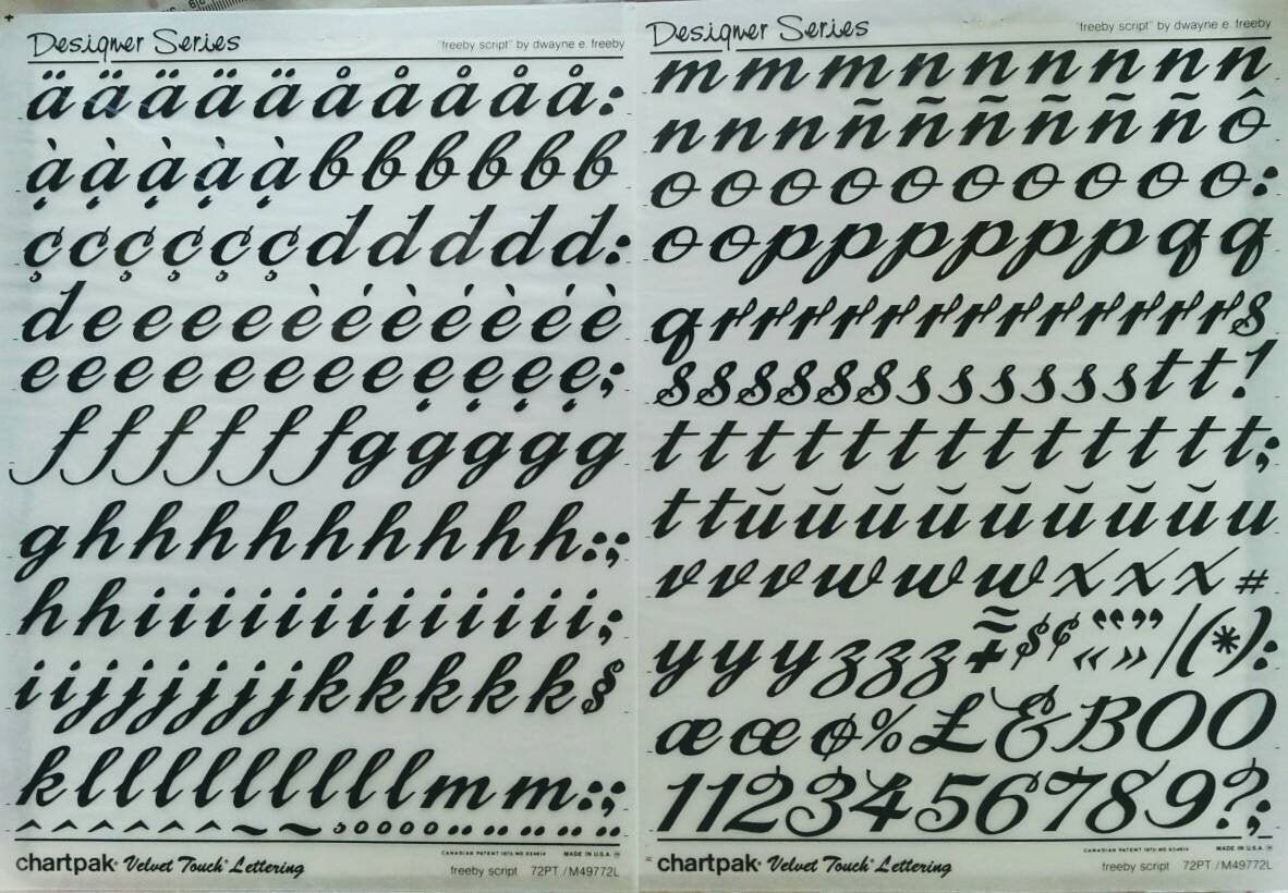 FREEBY SCRIPT 48pt 72pt Chartpak Designer Series Letternumber Dry Rub on  Transfers - Etsy