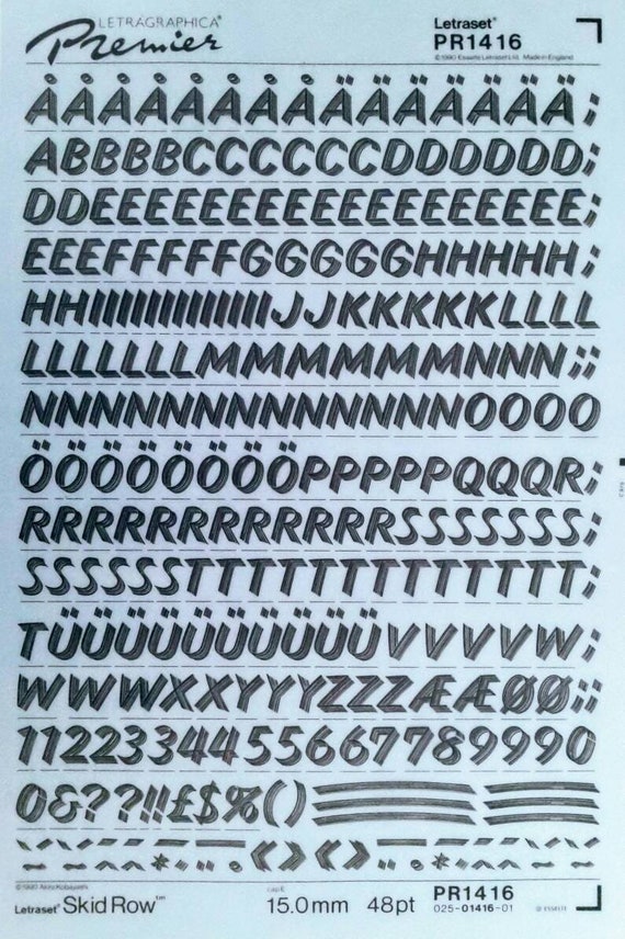 SKID ROW (48pt/72pt) Letragraphica PREMIER Letraset