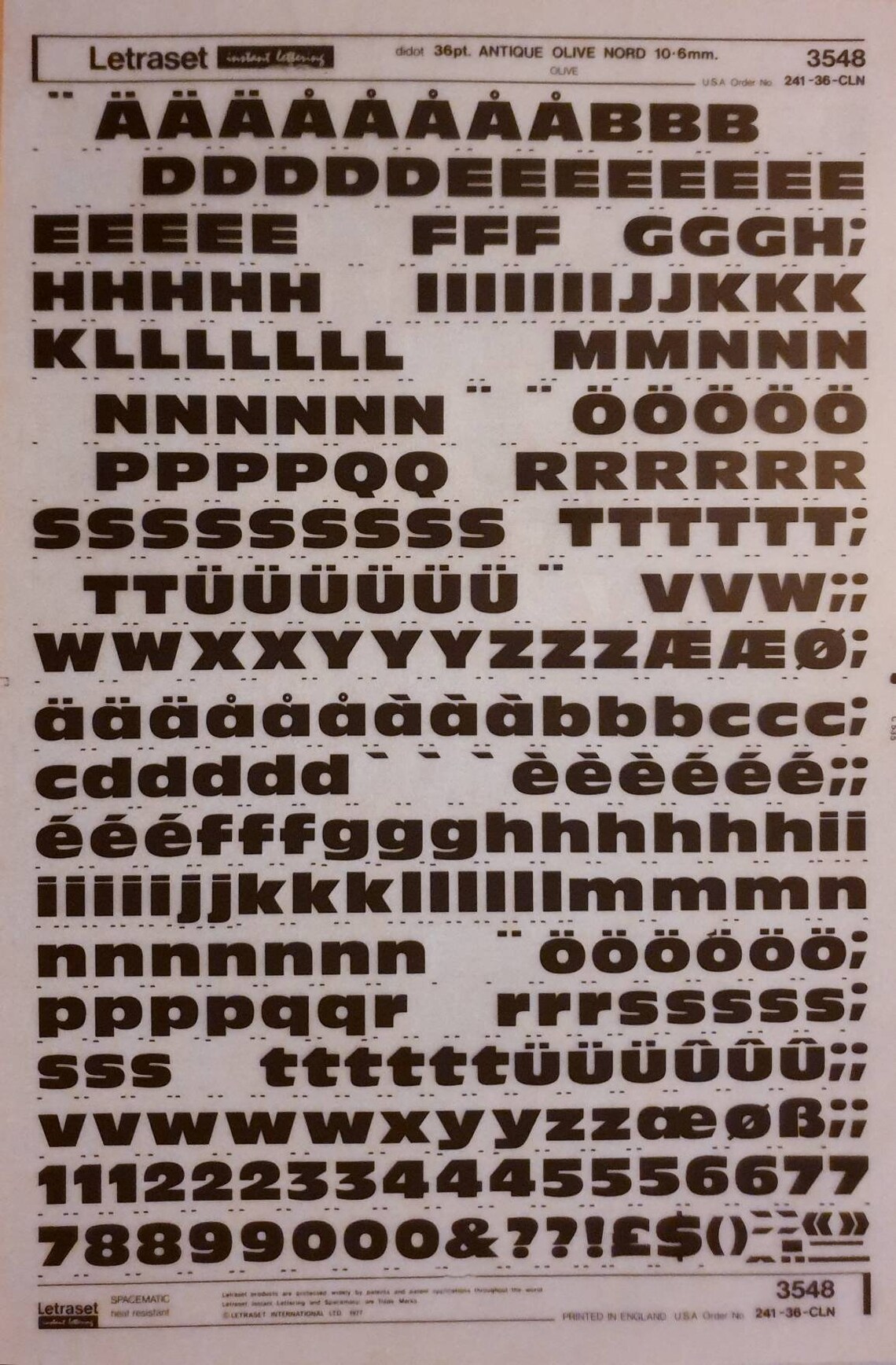 ANTIQUE Olive NORD Letraset Rub on Letter/number Transfers Etsy