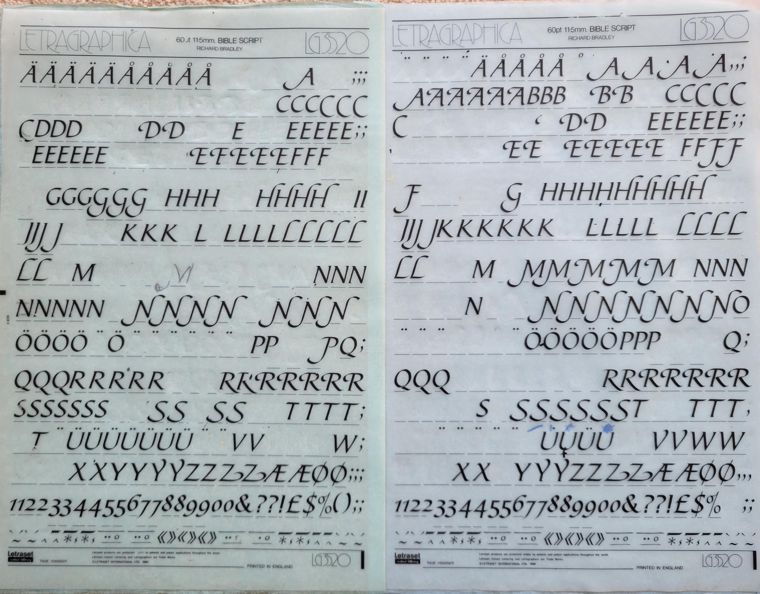 聖書の文字（30pt/36pt/48pt/60pt）Letragraphica Letraset