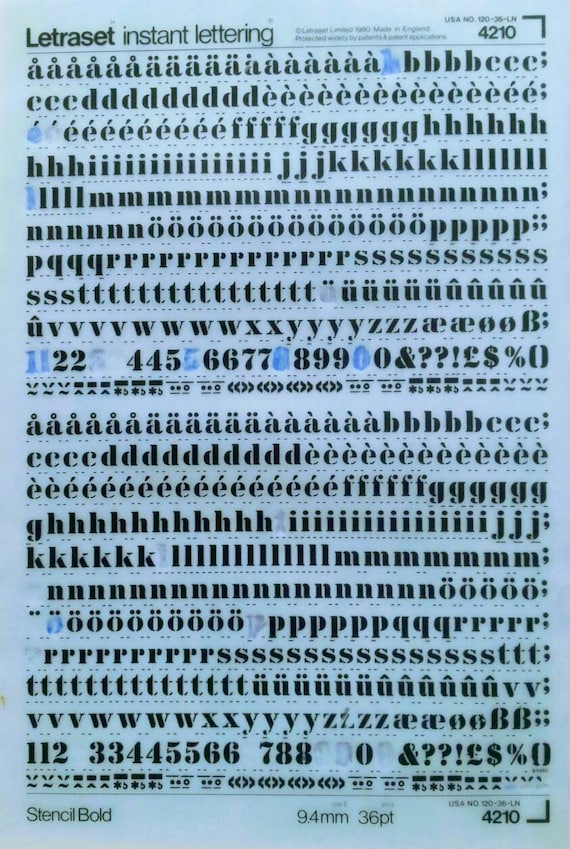 Stencil Bold Letraset Vintage Instant Rub On Letter Alphabet Etsy