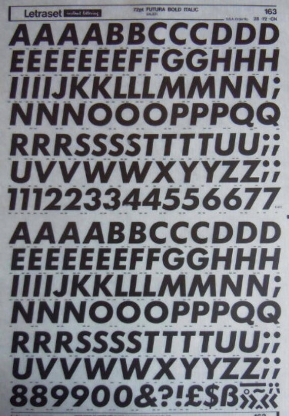 Futura bold italic letraset vintage instant dry rub on etsy