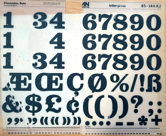レプトンフォント CLARENDON BOLD NUMBERS (144pt) Mecanorma Instant Rub on Numeral
