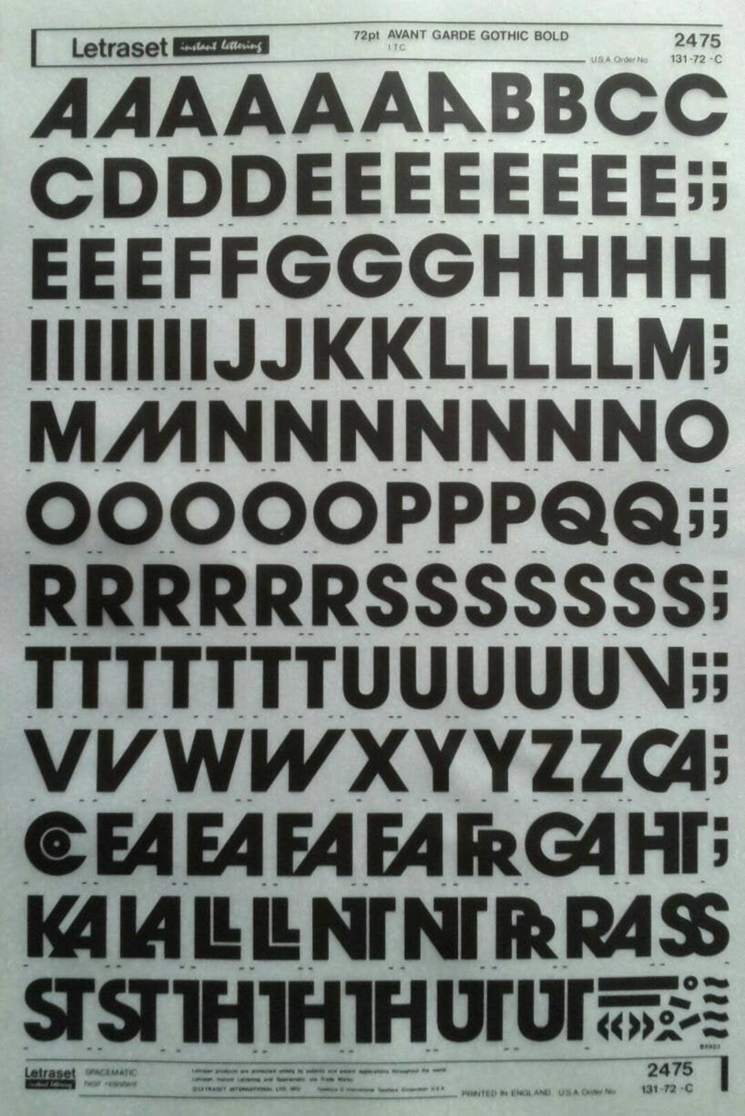 AVANT GARDE GOTHIC Bold 36pt/60pt/72pt Letraset Rub on Etsy