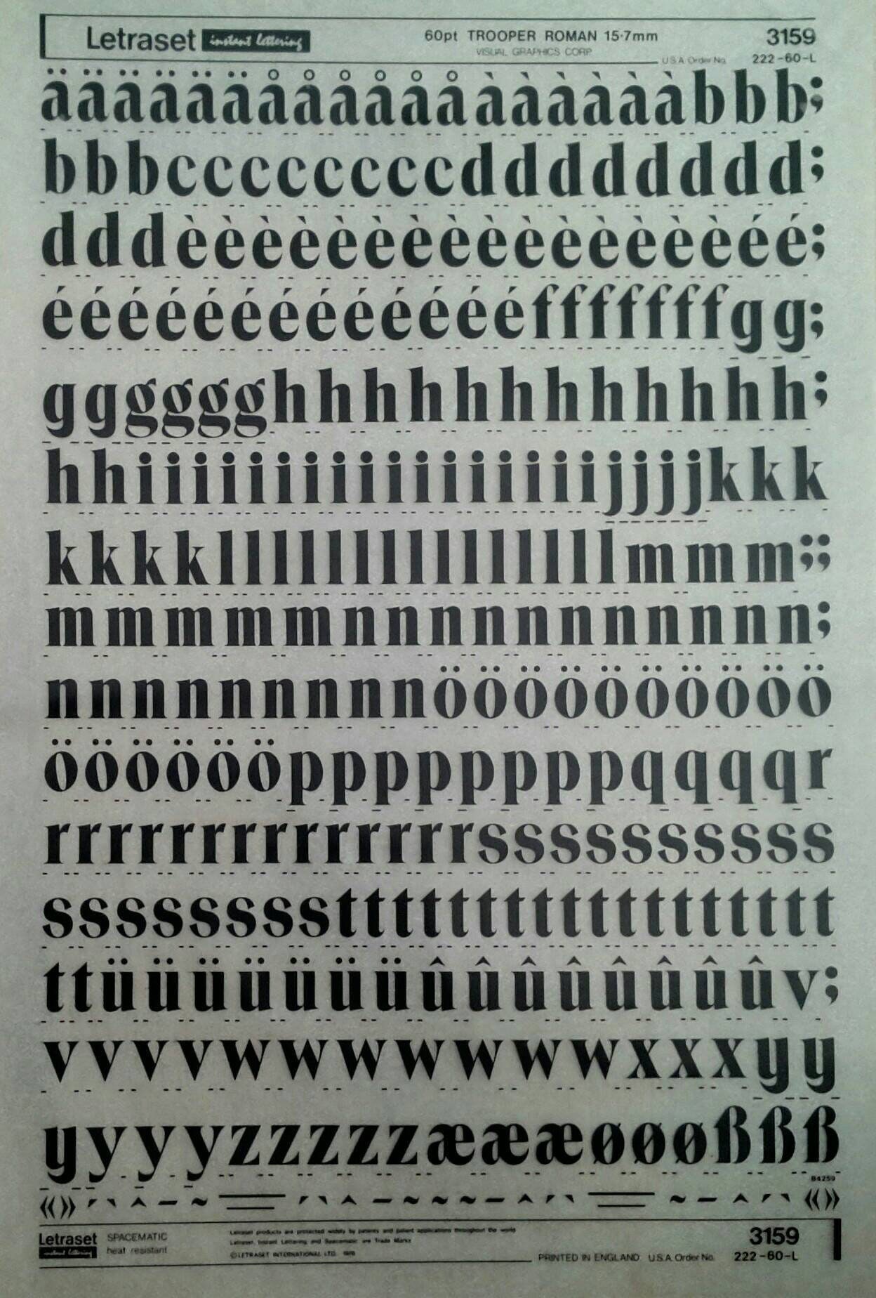 Trooper Roman Letraset Dry Rub On Letter Transfers Choose Etsy
