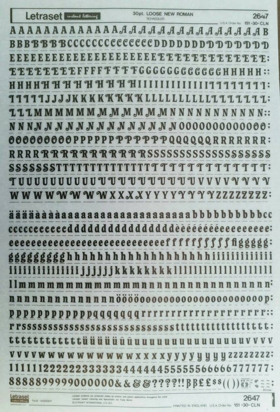 Loose New Roman Letraset Vintage Rub On Letter Number Etsy Loose New Roman Letraset Vintage Rub On Letter Number Etsy