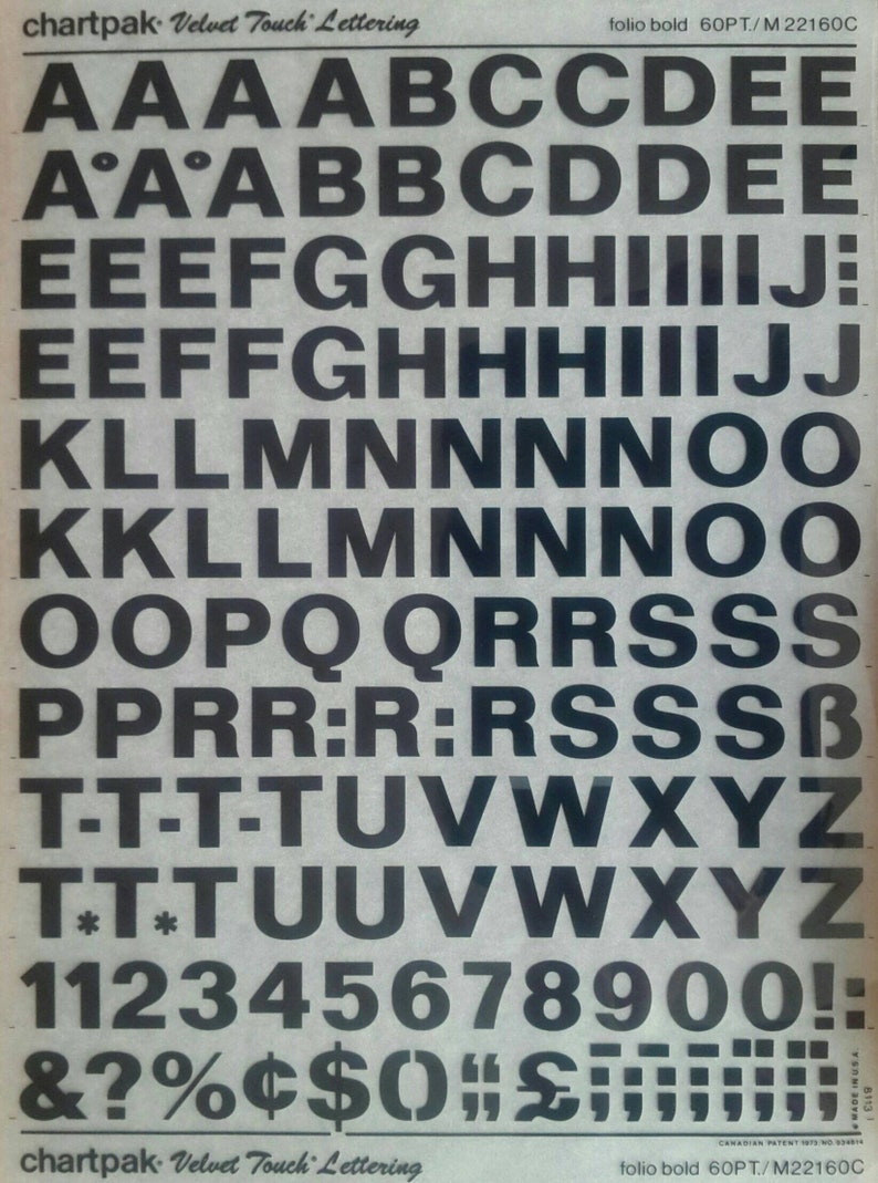 FOLIO BOLD Chartpak Letter/number Dry Rub on Transfers ref Etsy