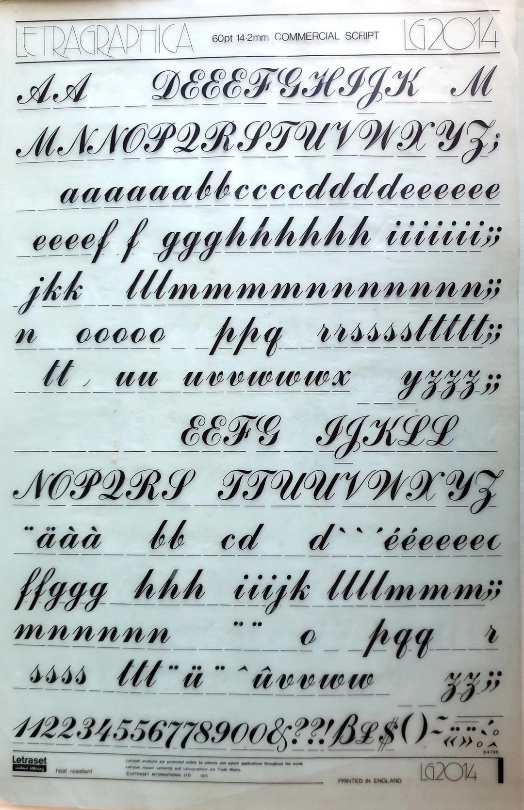 COMMERCIAL SCRIPT 60pt Letragraphica Letraset Dry Rub on - Etsy New Zealand