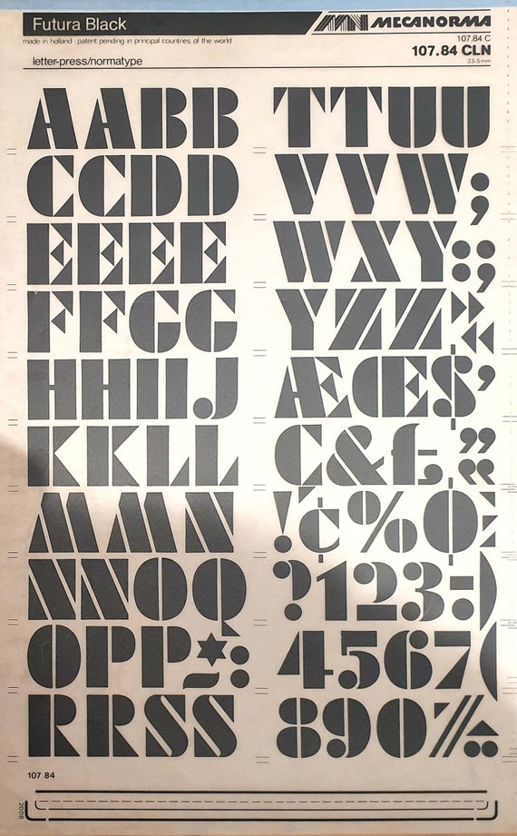 FUTURA BLACK (24pt/36pt/48pt/60pt/72pt/84pt) Mecanorma Letter