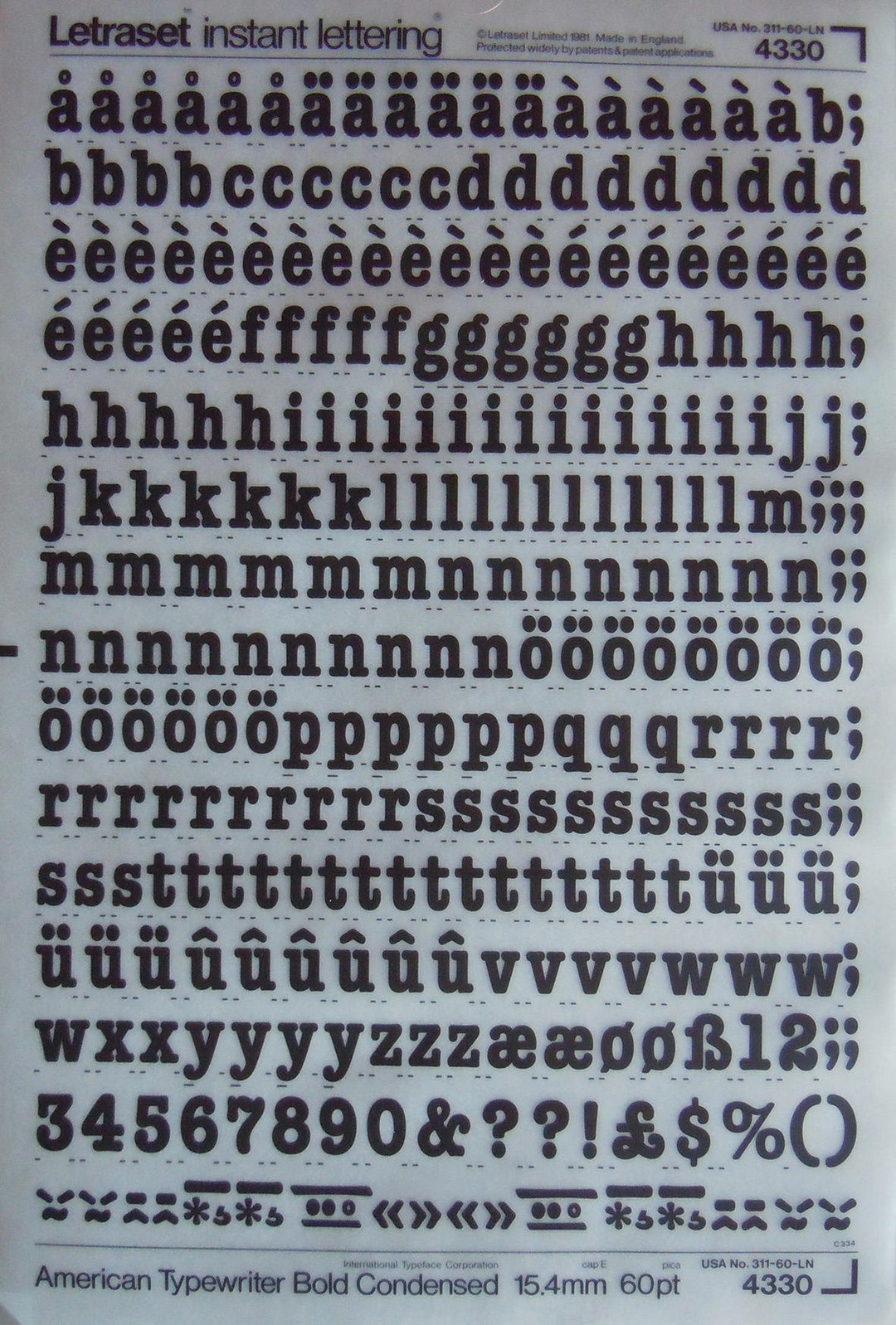 AMERICAN TYPEWRITER Bold CONDENSED Letraset Instant Rub on Etsy