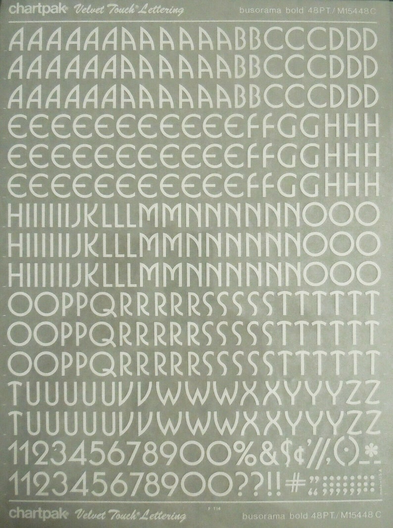 BUSORAMA BOLD White Chartpak Letter/number Dry Rub on Transfers Etsy
