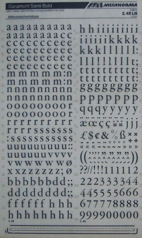 Garamont Semi Bold Mecanorma Instant Rub On Letter Transfers Etsy