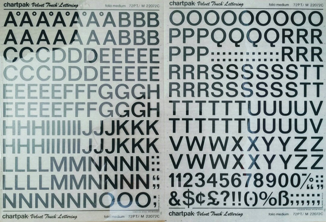 FOLIO MEDIUM Chartpak Letter/number Dry Rub on Transfers ref M220 Etsy