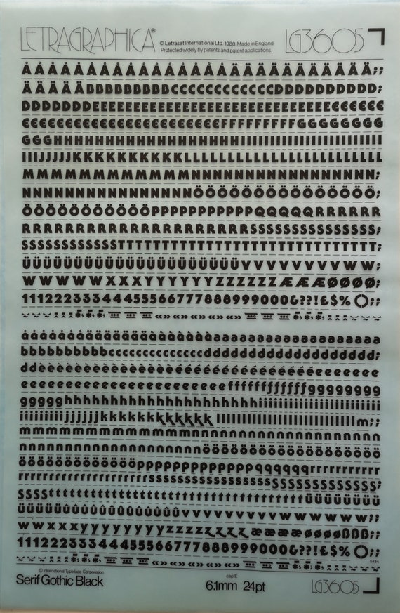 Serif Gothic Black Letragraphica Letraset Dry Rub On Letter Etsy