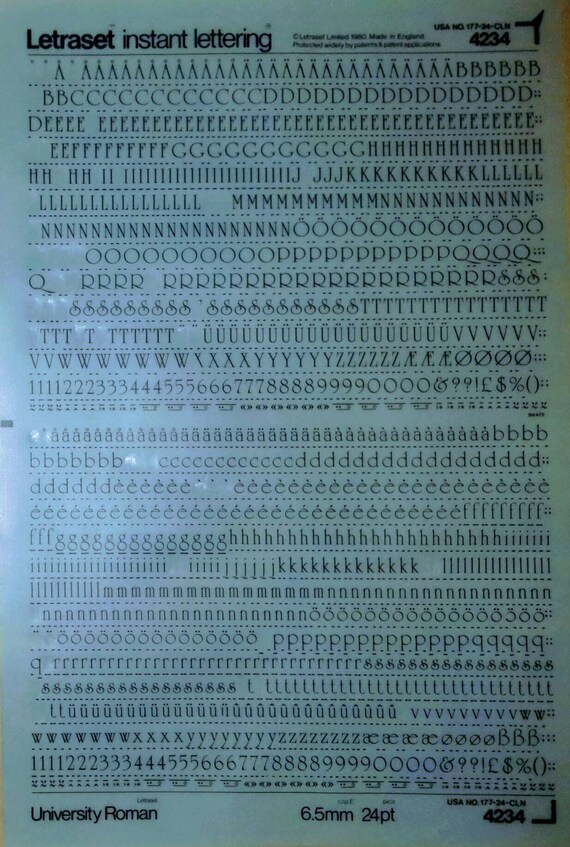 University Roman Letraset Instant Rub On Letter Transfers Etsy