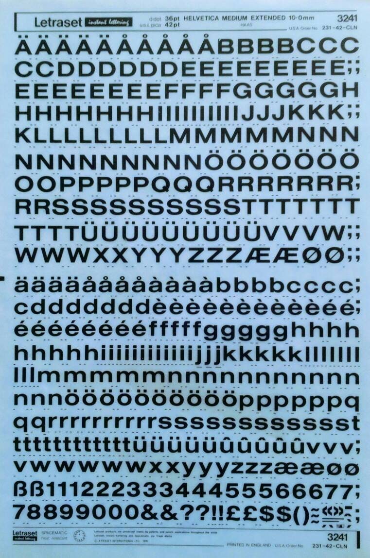 HELVETICA MEDIUM EXTENDED (48pt/42pt/36pt/20pt) レトラセット