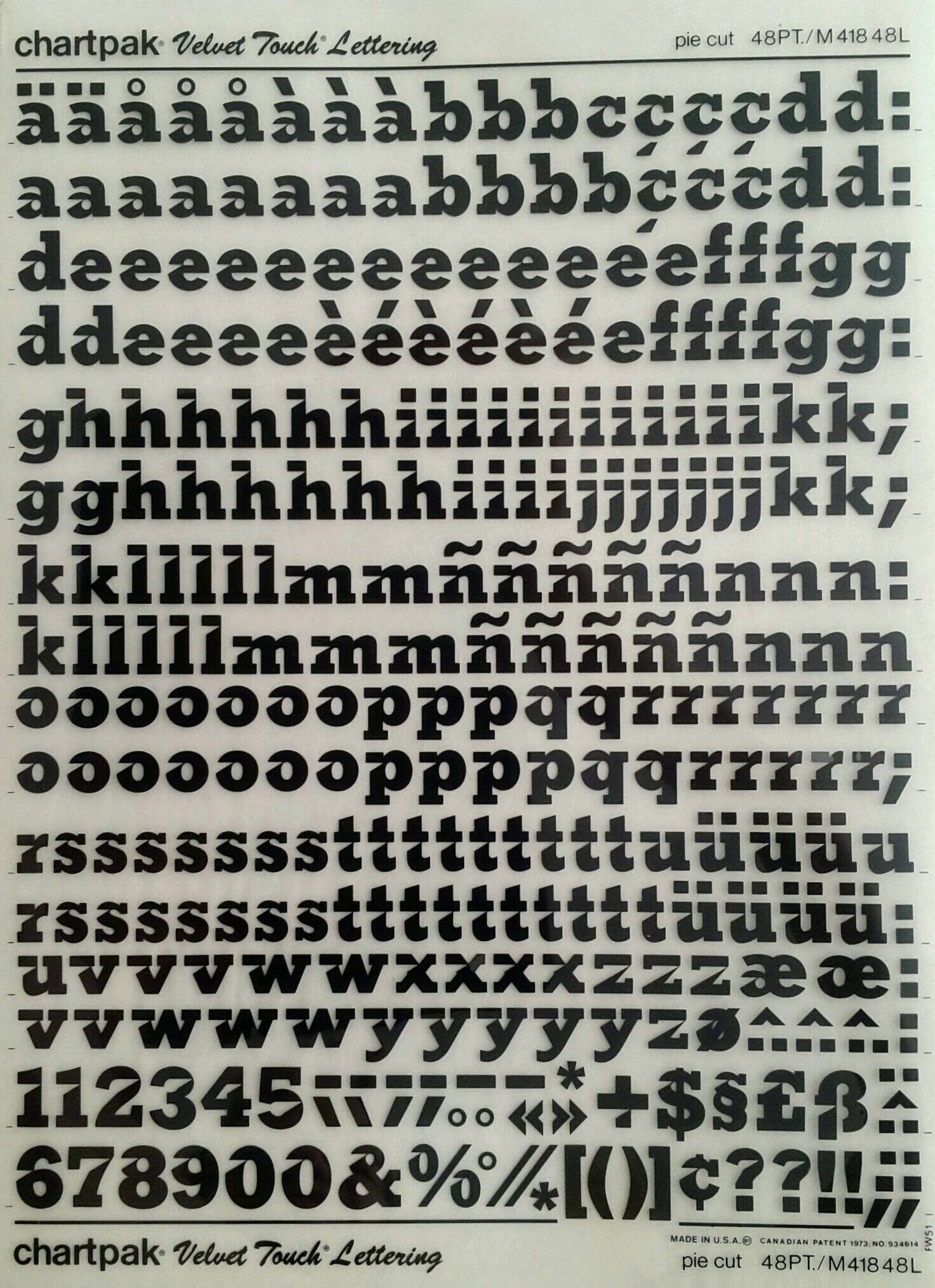 PIE CUT Chartpak Vintage Letter/number Dry Rub on Transfers Etsy