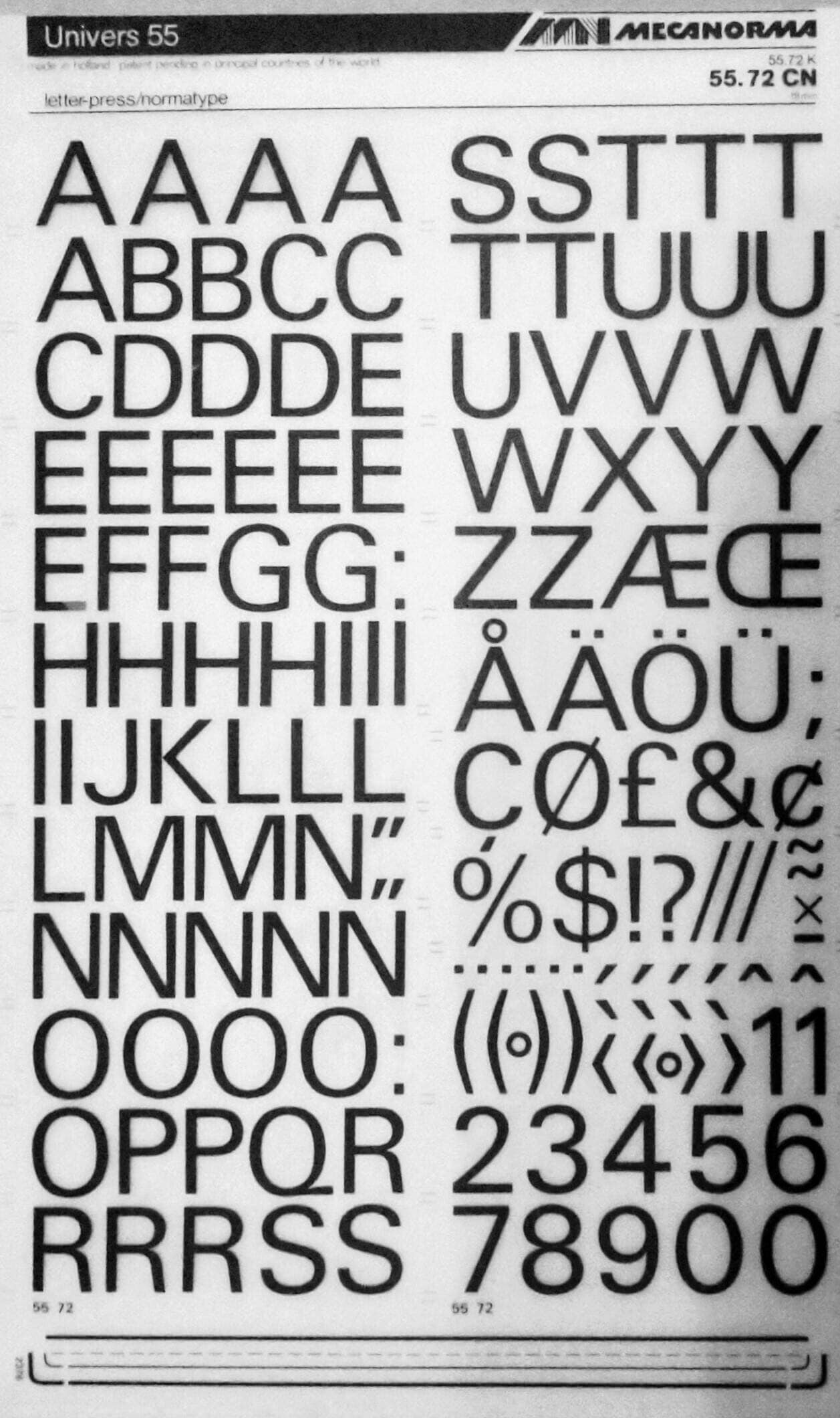 UNIVERS 55 (48pt/60pt/72pt) Mecanorma Vintage Instant Rub on Letter  Transfers Alphabet (choose Font Size) - Etsy, image size:1257x2120