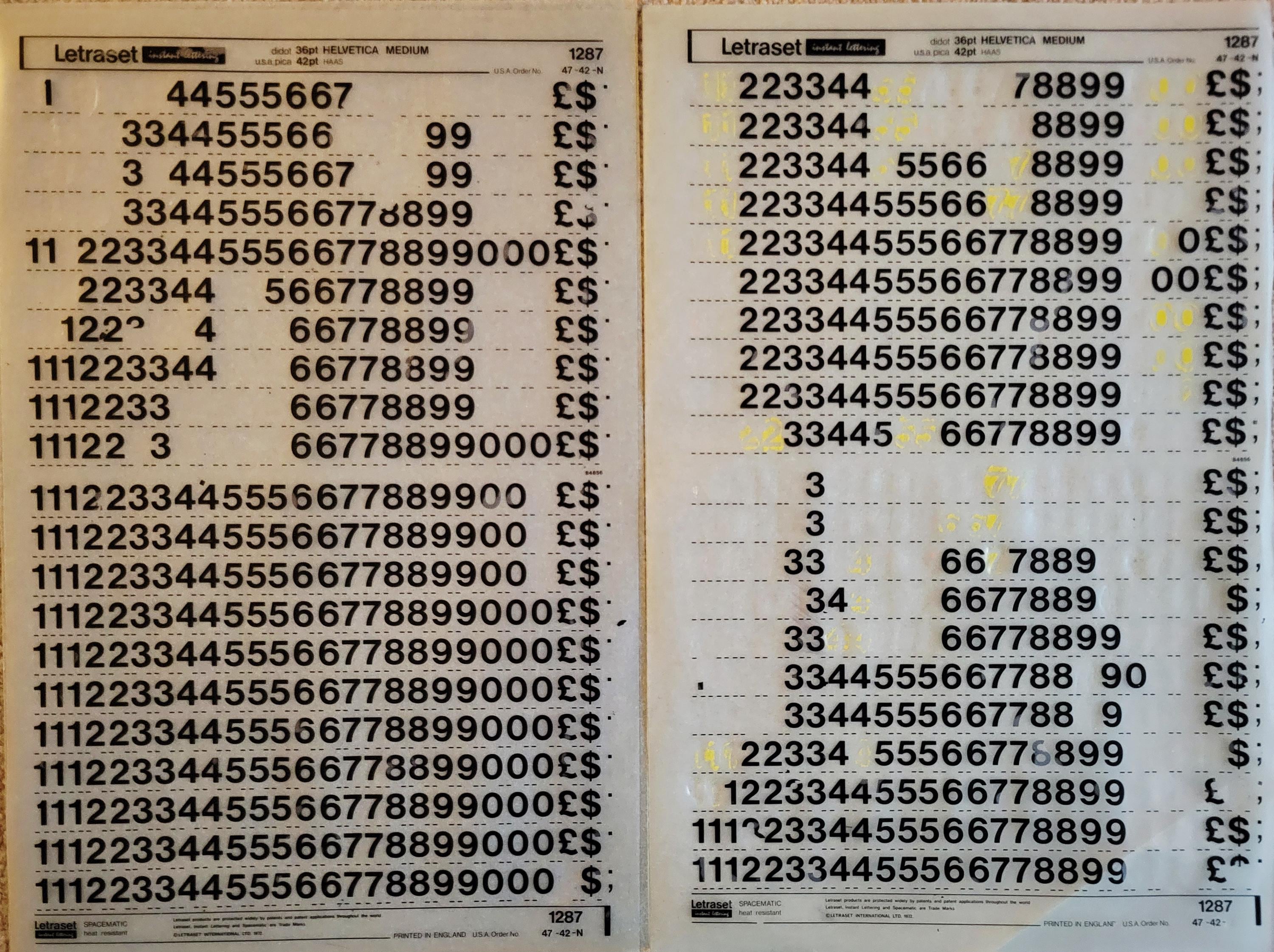 HELVETICA MEDIUM NUMBERS (16pt/20pt/24pt/36pt) Letraset