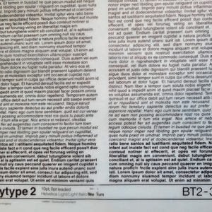 May include: A printed page with columns of text in a serif font. The text is in black ink on a white background. At the bottom, the text "Bodytype 2" is printed, along with "BT2-3000".