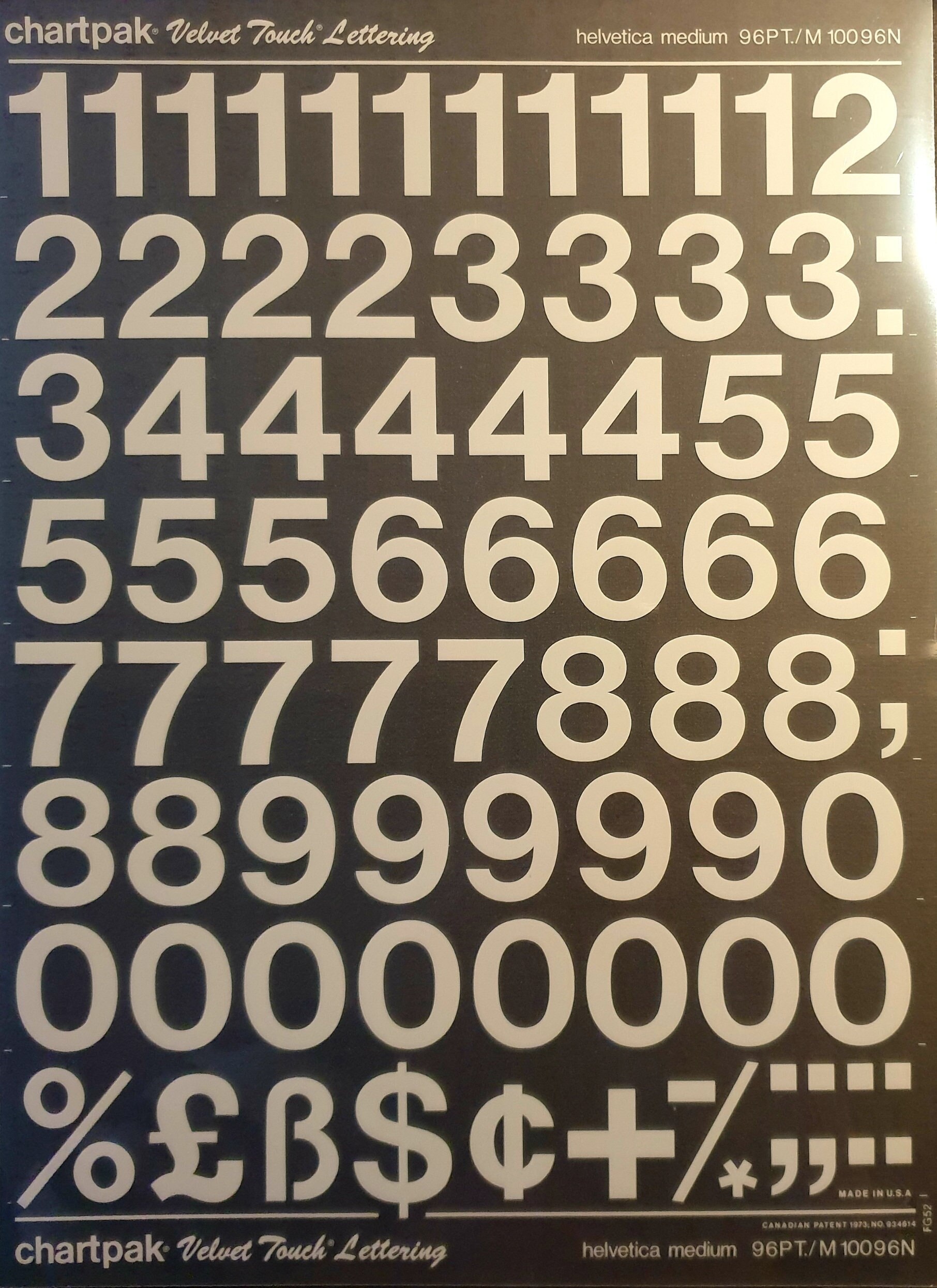 White HELVETICA MEDIUM NUMBERS (16pt/18pt/20pt/48pt/60pt/96pt