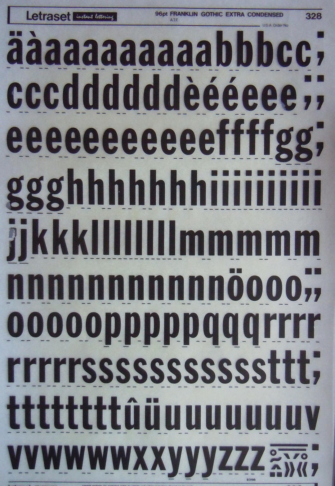 邦楽 LETTERS FRANKLIN GOTHIC Extra CONDENSED (48pt/42pt) Letraset Instant Rub