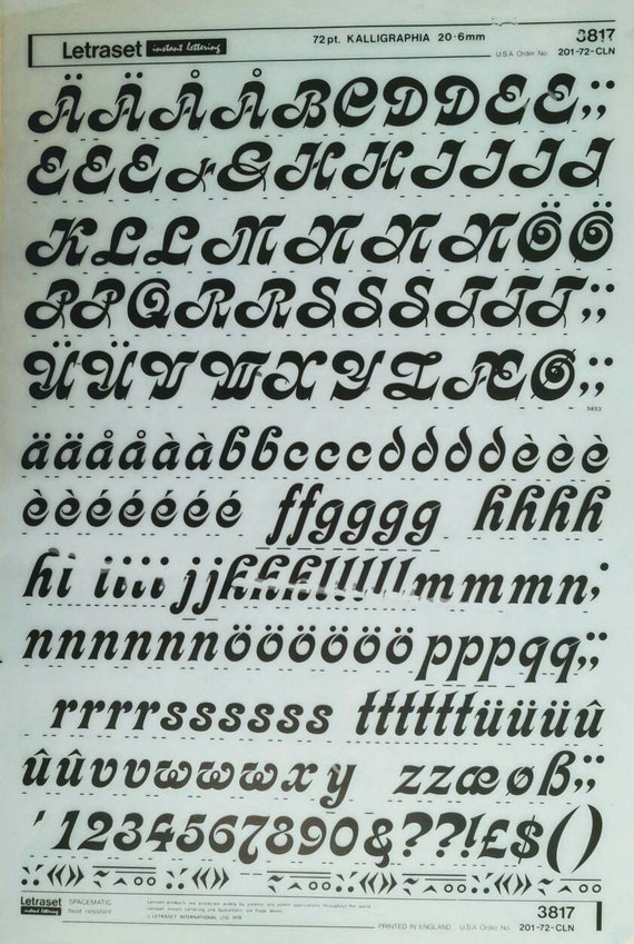Kalligraphia Letraset Vintage Instant Rub On Letter Etsy