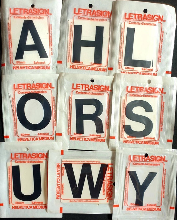 LETRASIGN UPPERCASE LETTERING 50mm Letraset Letrasign Vintage Self