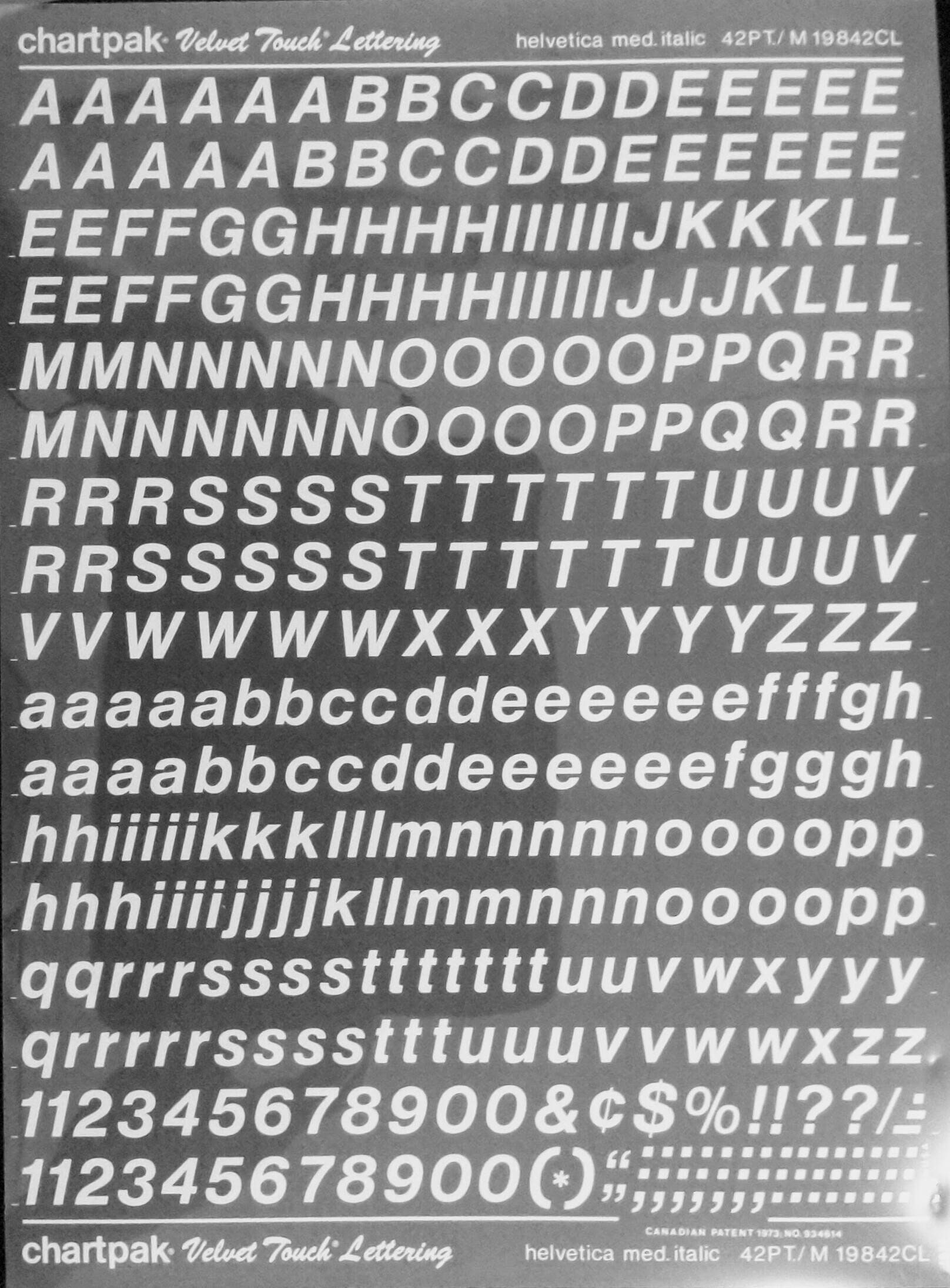 HELVETICA MEDIUM ITALIC White Chartpak letter/number dry rub Etsy