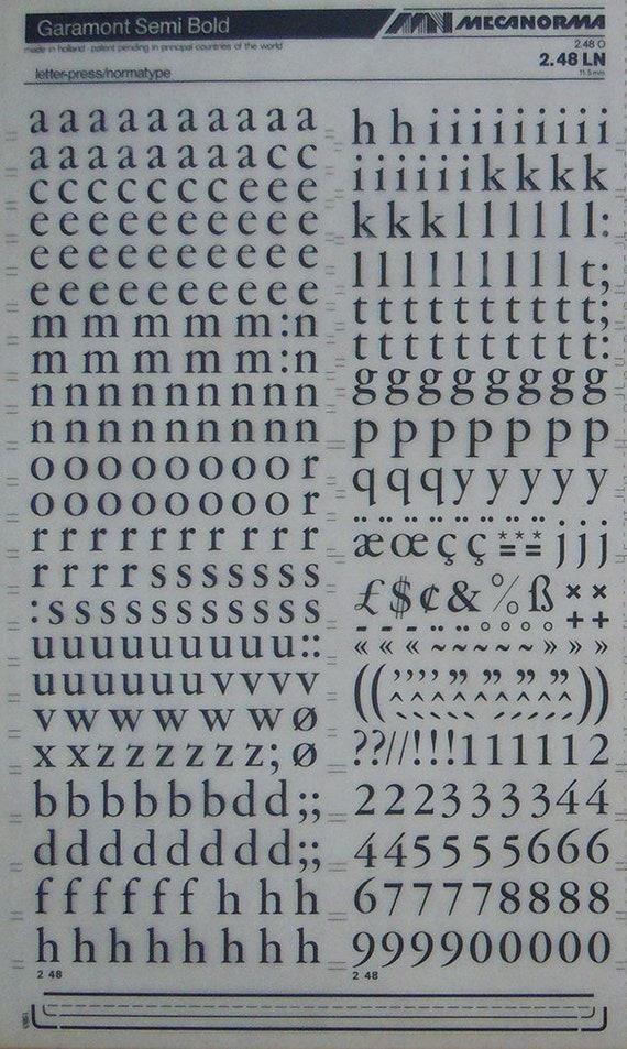 Garamont Semi Bold Mecanorma Instant Rub On Letter Transfers Etsy