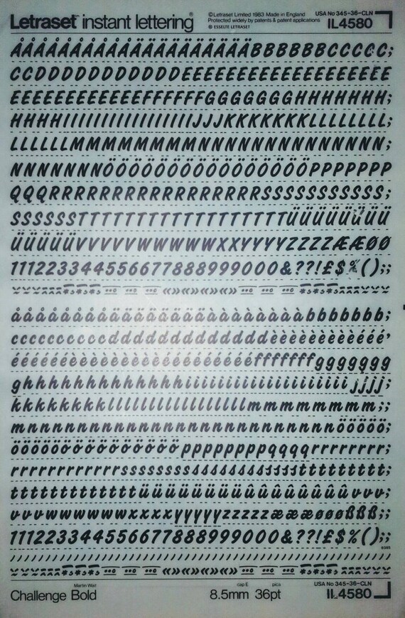 Challenge Bold Letraset Instant Dry Rub On Letter Transfers Etsy