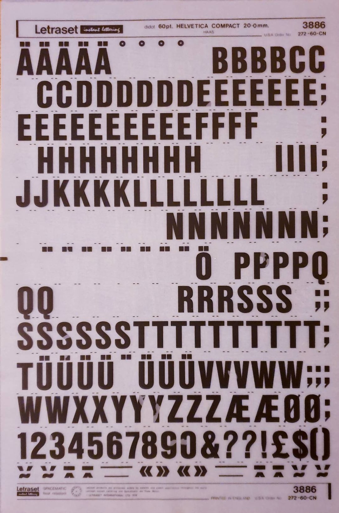 HELVETICA COMPACT (28pt/36pt/48pt/60pt) Letraset