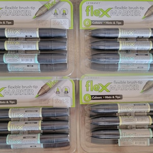 MULTIPLE PACKS Letraset Promarkers Flexmarker set 2 - 6 colour marker pen set - blues / yellows / grey