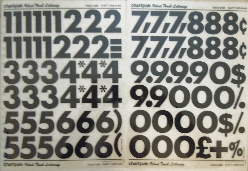 FUTURA Bold NUMBERS Chartpak Instant Dry Numeral Transfers Etsy