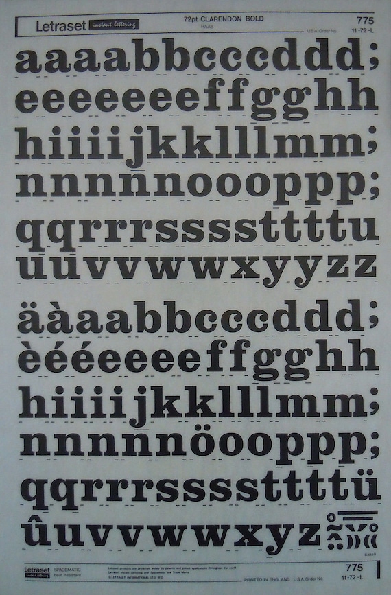 レプトンフォント CLARENDON BOLD (72pt - 192pt) Letraset Vintage Instant Dry Rub on