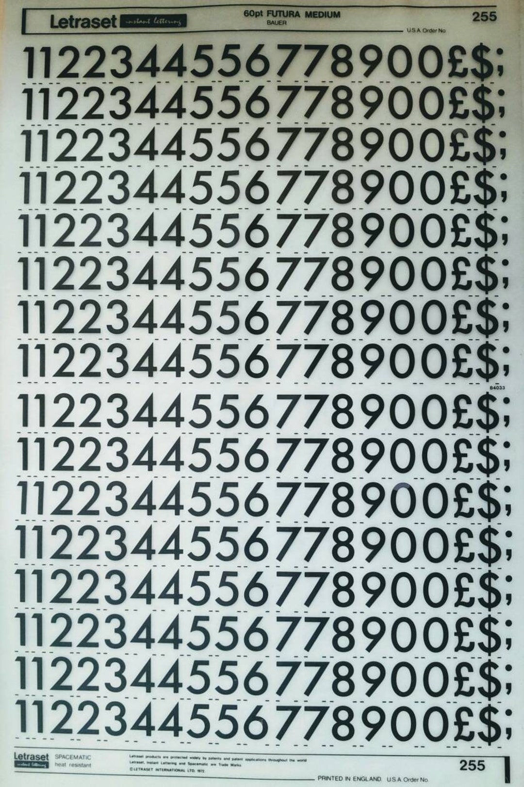 NUMBERS / NUMERALS Vintage Letraset / Chartpak Mecanorma Instant Rub on ...