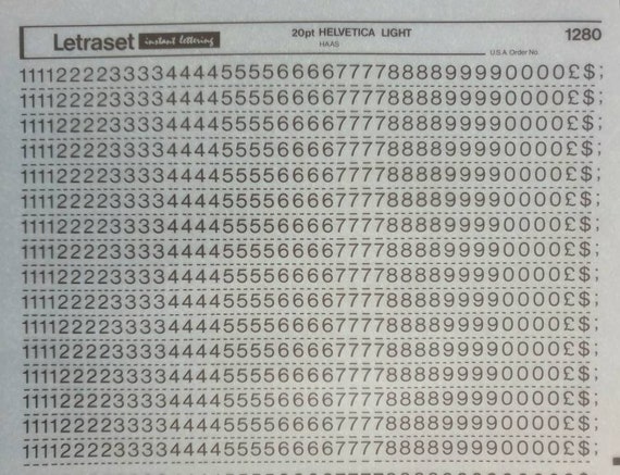 HELVETICA LIGHT NUMBERS / Punctuation Marks (20pt/192pt