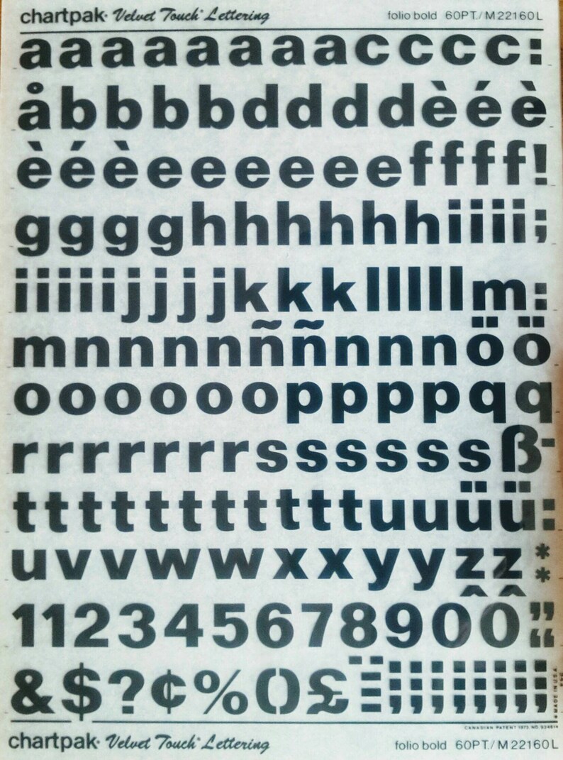FOLIO BOLD Chartpak Letter/number Dry Rub on Transfers ref Etsy
