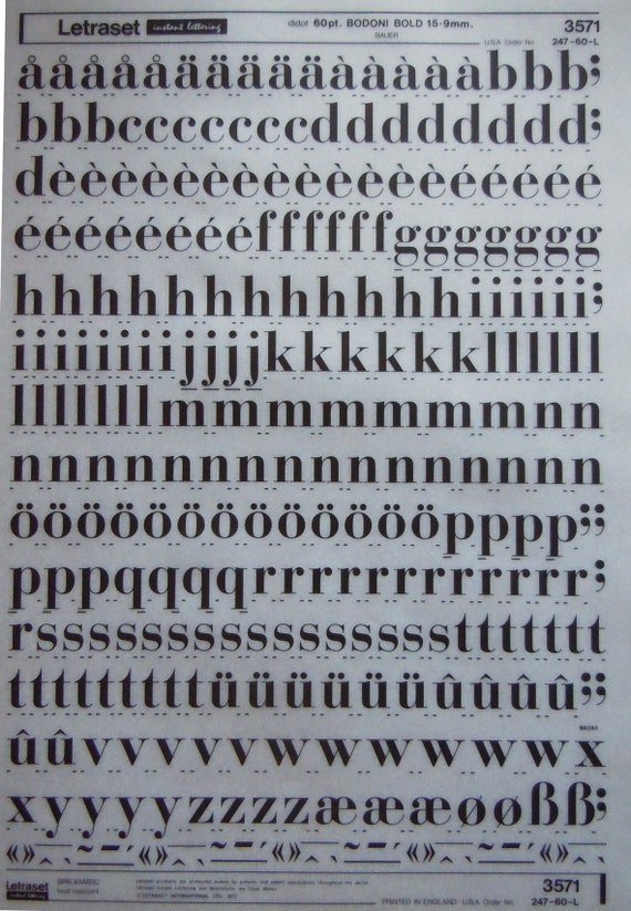 Bodoni Bold Letraset Instant Rub On Letter Transfers Choose Etsy