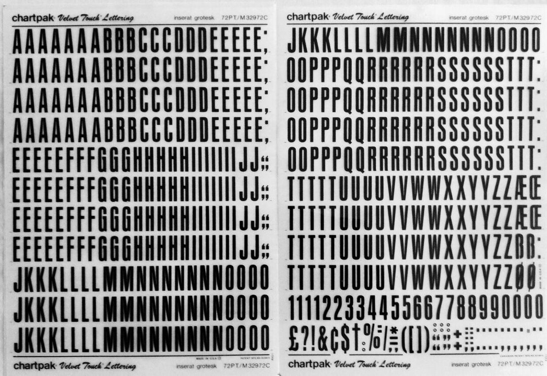 INSERAT GROTESK Chartpak Letter/number Vintage Dry Rub on Etsy