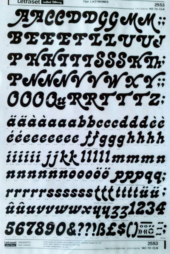 Lazybones Letraset Dry Rub On Letter Transfers Choose Font Etsy
