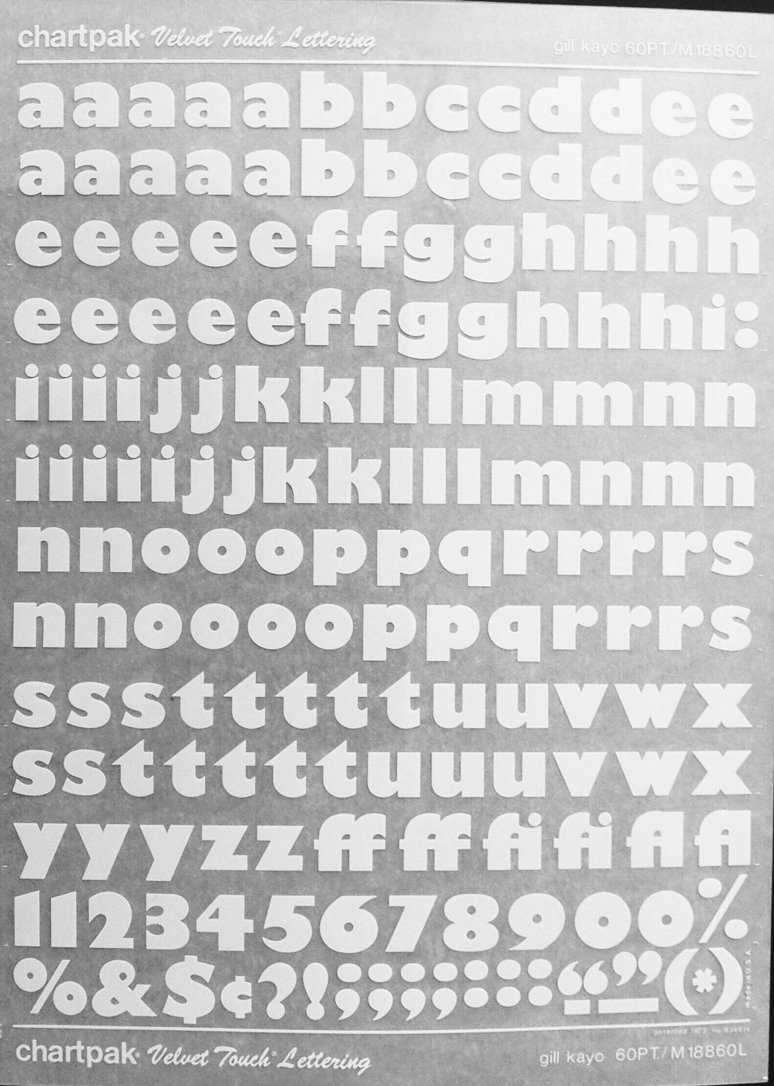 White GILL KAYO Chartpak instant rub on letter transfers Etsy