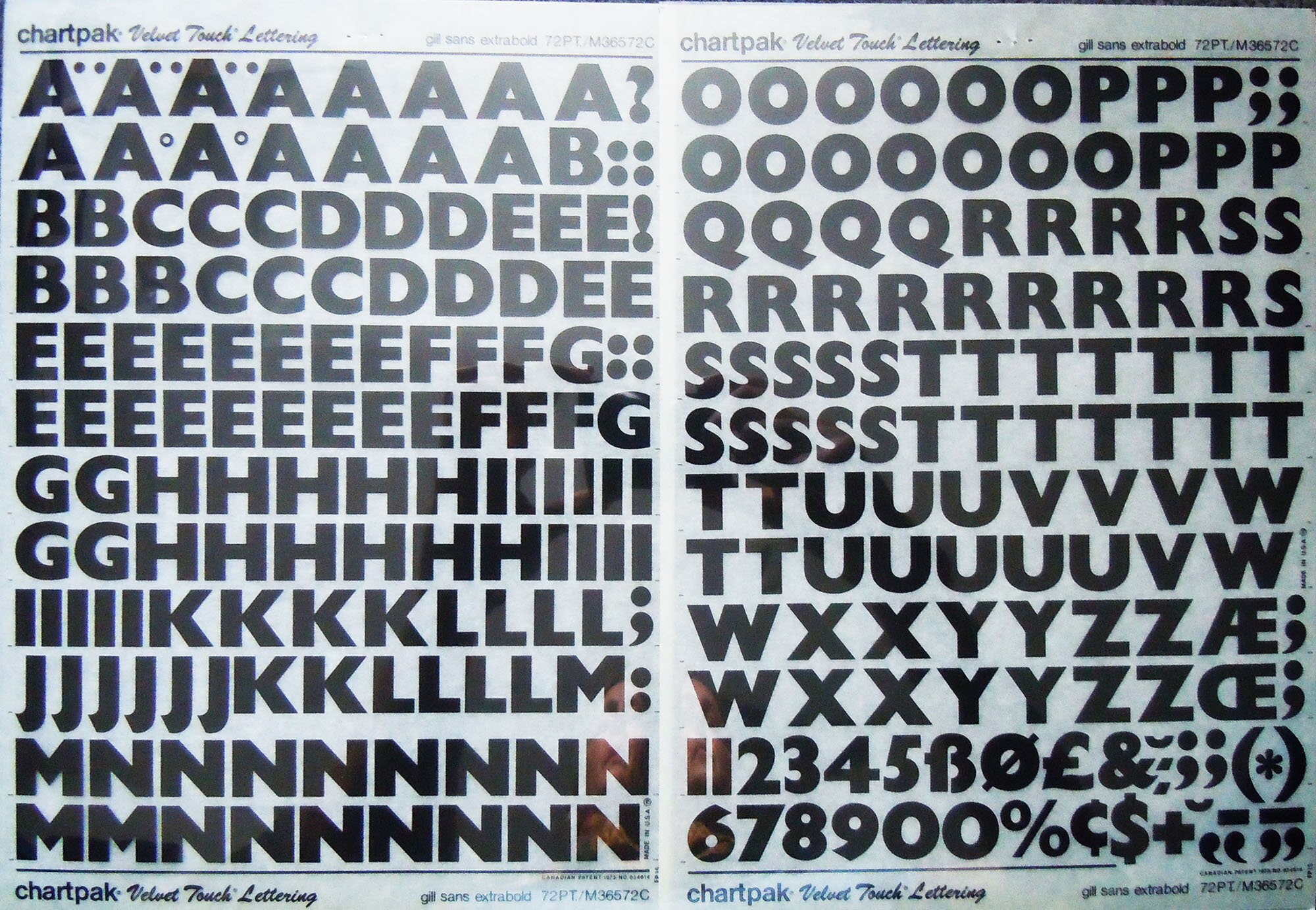 GILL SANS Extra BOLD - Chartpak Letter/number Vintage Dry Rub on