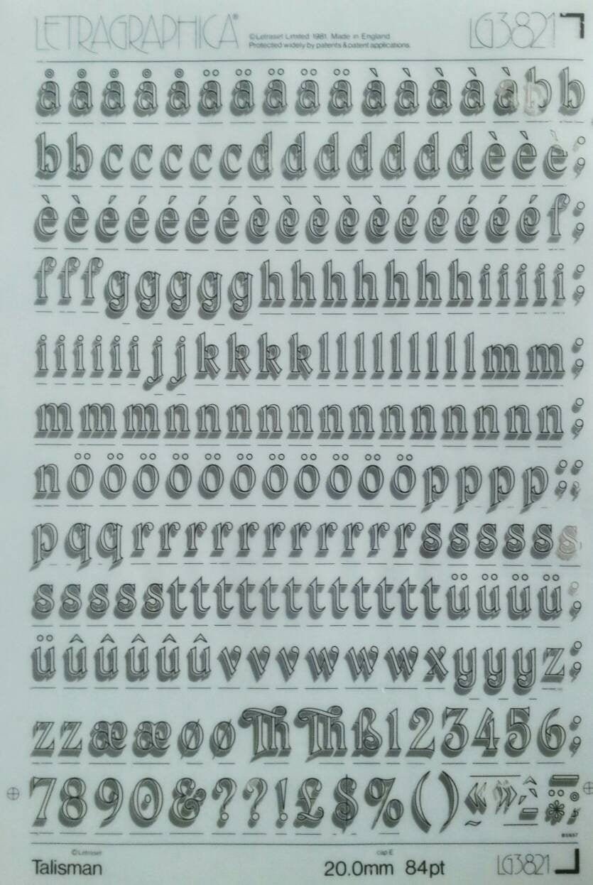 Talisman Letragraphica Letraset Dry Rub On Letter Transfers Etsy