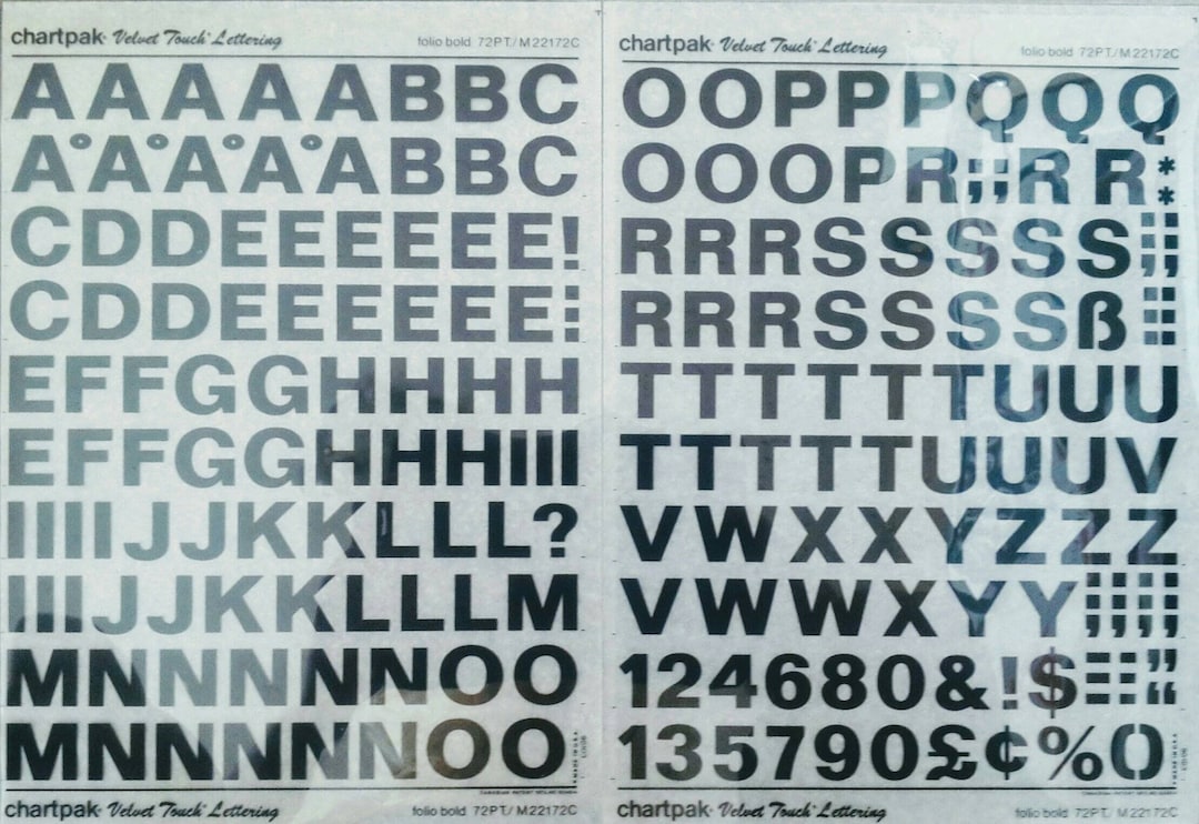 FOLIO BOLD Chartpak Letter/number Dry Rub on Transfers ref Etsy