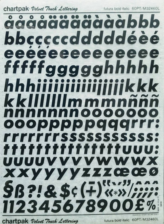 FUTURA BOLD ITALIC Chartpak Letter/number Dry Rub on Etsy